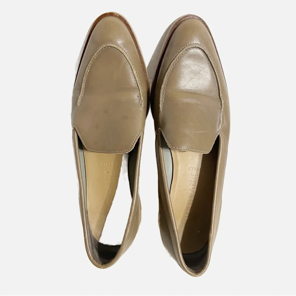 Everlane The Modern Leather Loafers Flats Shoes Olive Green /Taupe Made in Italy - Picture 12 of 16